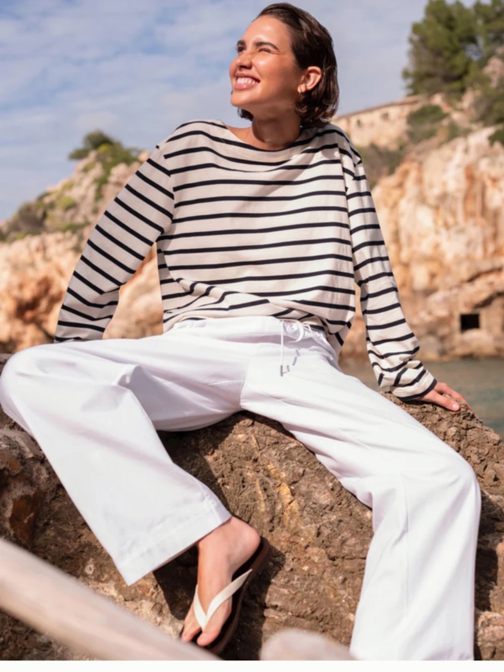 Jenni Kayne Paloma White Wide-Leg Drawstring Trousers NWT XS